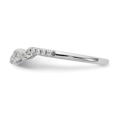14K White Gold 1/8 carat Diamond Contoured Complete Wedding Band