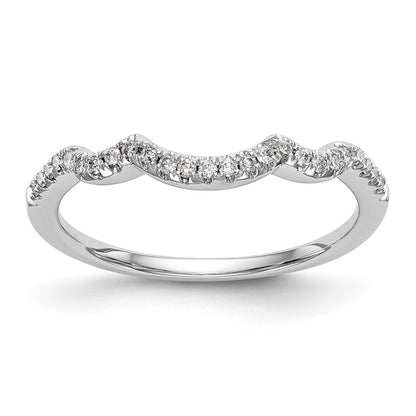 14K White Gold 1/8 carat Diamond Contoured Complete Wedding Band