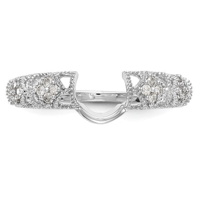 14K White Gold Filigree 1/10 carat Diamond Complete Wrap Ring
