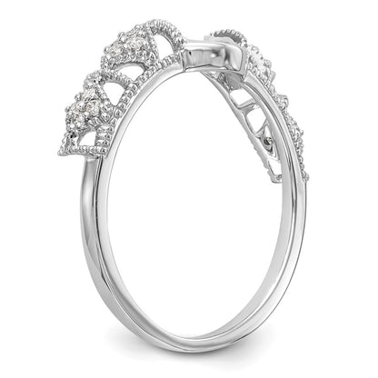 14K White Gold Filigree 1/10 carat Diamond Complete Wrap Ring