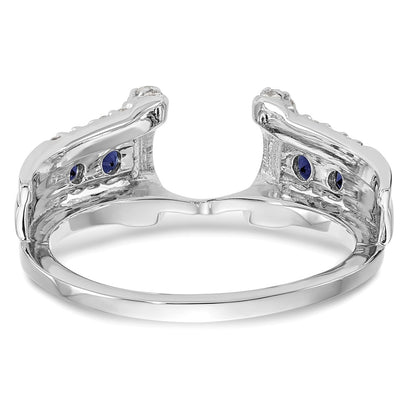 14K White Gold 3/8 carat Diamond and Blue Sapphire Complete Wrap Ring