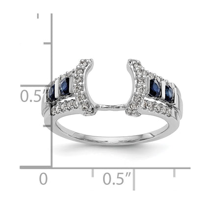 14K White Gold 3/8 carat Diamond and Blue Sapphire Complete Wrap Ring