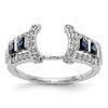 14K White Gold 3/8 carat Diamond and Blue Sapphire Complete Wrap Ring