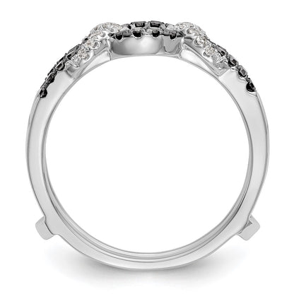 14K White Gold 1/3 carat Black and White Diamond Complete Ring Guard
