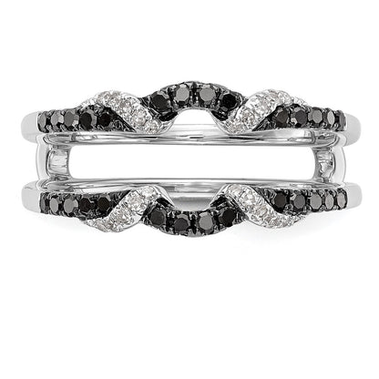 14K White Gold 1/3 carat Black and White Diamond Complete Ring Guard
