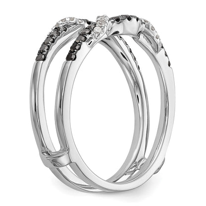 14K White Gold 1/3 carat Black and White Diamond Complete Ring Guard