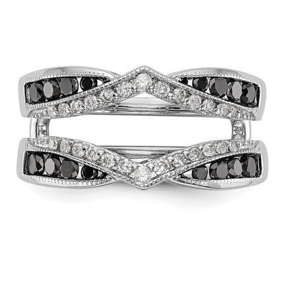 14K White Gold 3/4 carat Black and White Diamond Complete Ring Guard