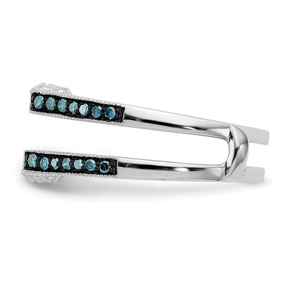 14K White Gold 1/4 carat Blue and White Diamond with Black Rhodium Complete Ring Guard