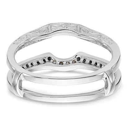 14K White Gold 1/4 carat Blue and White Diamond with Black Rhodium Complete Ring Guard