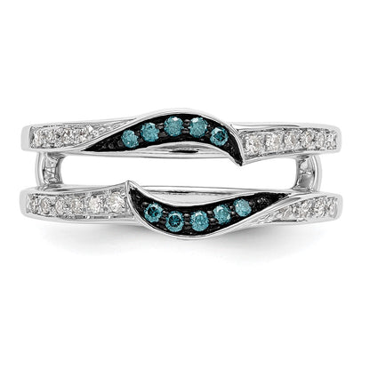 14K White Gold 1/5 carat Blue and White Diamond with Black Rhodium Complete Ring Guard