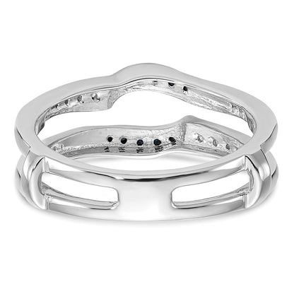 14K White Gold 1/5 carat Blue and White Diamond with Black Rhodium Complete Ring Guard