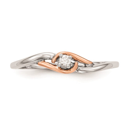 First Promise 14k White and Rose Gold 1/20 carat Round Diamond Complete Promise/Engagement Ring