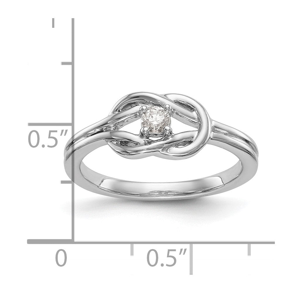 First Promise 14k White Gold Love Knot 1/8 carat Round Diamond Complete Promise/Engagement Ring