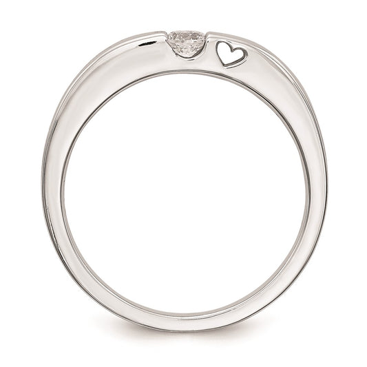 First Promise 14k White Gold Heart Shank 1/10 carat Round Diamond Complete Promise/Engagement Ring