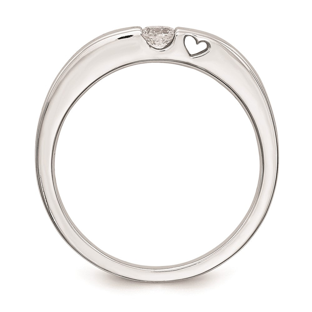 First Promise 14k White Gold Heart Shank 1/10 carat Round Diamond Complete Promise/Engagement Ring