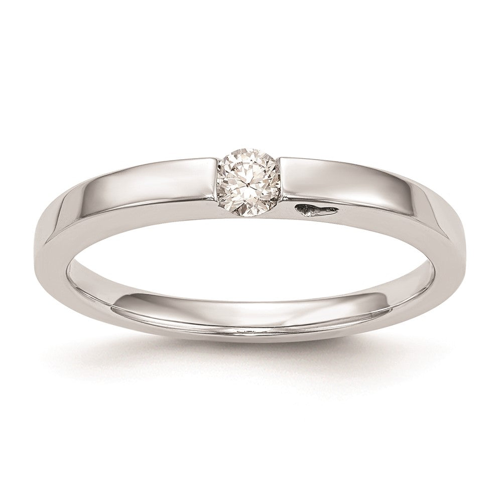 First Promise 14k White Gold Heart Shank 1/10 carat Round Diamond Complete Promise/Engagement Ring