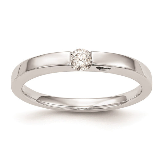 First Promise 14k White Gold Heart Shank 1/10 carat Round Diamond Complete Promise/Engagement Ring