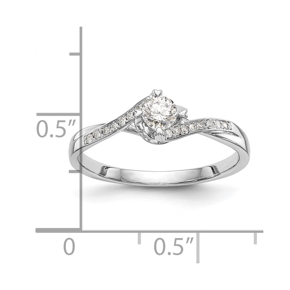 10K White Gold (Holds 1/4 carat (4.1mm) Round Center) 1/20 carat Diamond Semi-Mount Promise/Engagement Ring
