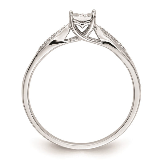 10K White Gold Square Illusion 1/20 carat Diamond Complete Engagement Ring
