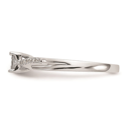 10K White Gold Square Illusion 1/20 carat Diamond Complete Engagement Ring