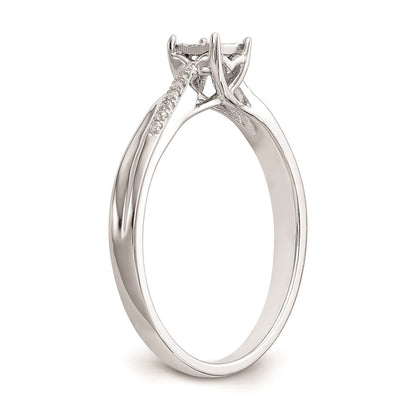 10K White Gold Square Illusion 1/20 carat Diamond Complete Engagement Ring
