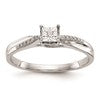 10K White Gold Square Illusion 1/20 carat Diamond Complete Engagement Ring