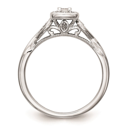 First Promise 14k White Gold Criss-Cross 1/5 carat Round Diamond Complete Promise/Engagement Ring