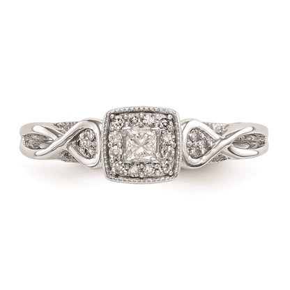 First Promise 14k White Gold Criss-Cross 1/5 carat Round Diamond Complete Promise/Engagement Ring
