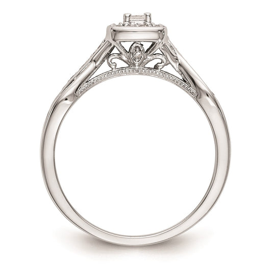 First Promise 14k White Gold Criss-Cross 1/3 carat Round Diamond Complete Promise/Engagement Ring