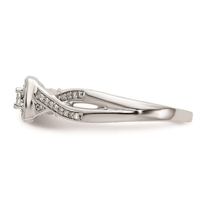 First Promise 14k White Gold Criss-Cross 1/3 carat Round Diamond Complete Promise/Engagement Ring