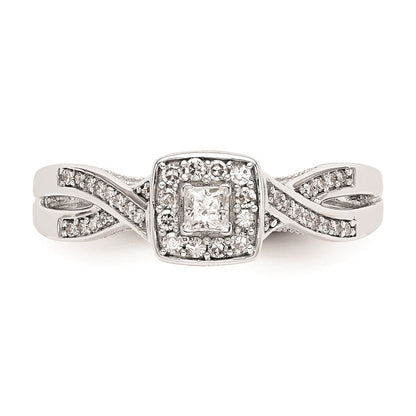 First Promise 14k White Gold Criss-Cross 1/3 carat Round Diamond Complete Promise/Engagement Ring