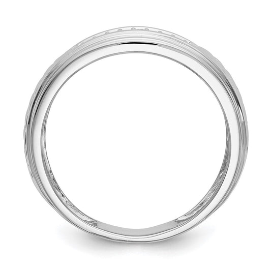 14K White Gold AA Quality 1/8 carat Diamond Trio Men's Wedding Band
