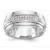 14K White Gold AA Quality 1/8 carat Diamond Trio Men's Wedding Band