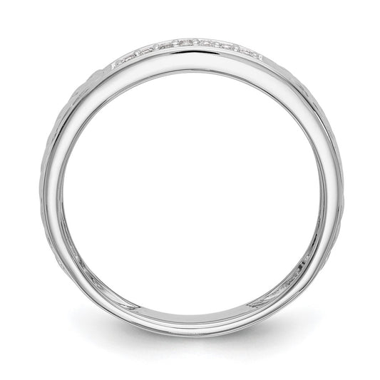 10K White Gold 1/10 carat Diamond Trio Ladies Complete Wedding Band