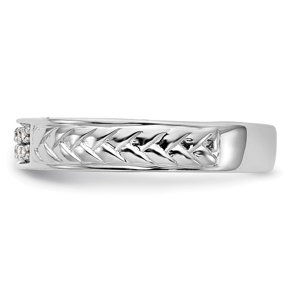 10K White Gold 1/10 carat Diamond Trio Ladies Complete Wedding Band