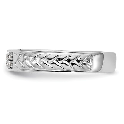10K White Gold 1/10 carat Diamond Trio Ladies Complete Wedding Band