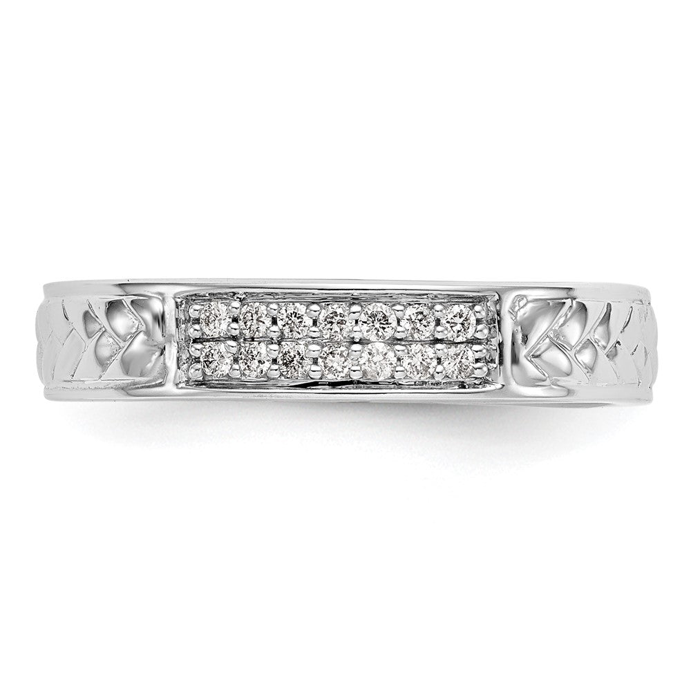 10K White Gold 1/10 carat Diamond Trio Ladies Complete Wedding Band