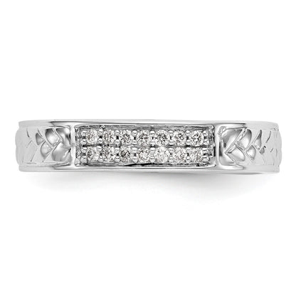 10K White Gold 1/10 carat Diamond Trio Ladies Complete Wedding Band