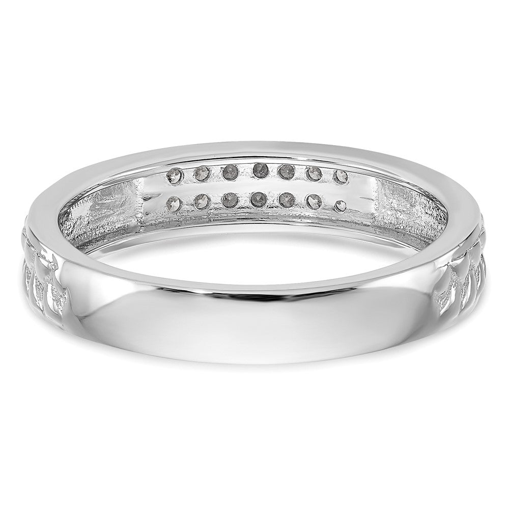 10K White Gold 1/10 carat Diamond Trio Ladies Complete Wedding Band