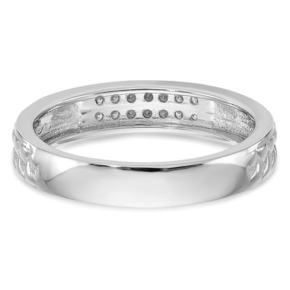 10K White Gold 1/10 carat Diamond Trio Ladies Complete Wedding Band