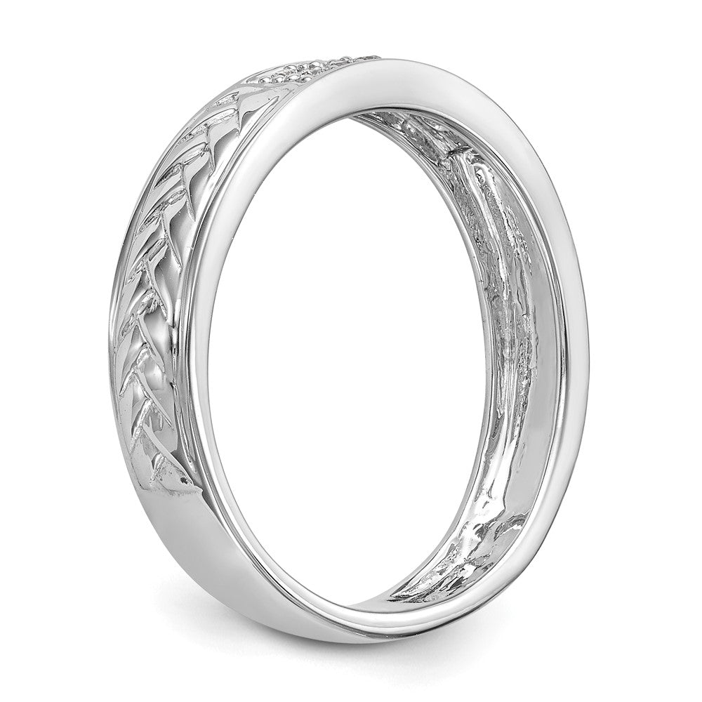 10K White Gold 1/10 carat Diamond Trio Ladies Complete Wedding Band