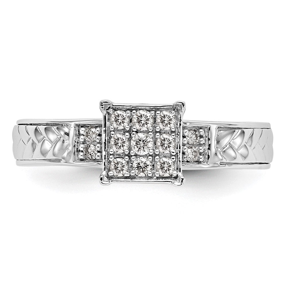 14K White Gold Lab Grown VS/SI+ G+ Dia Trio Cluster Engagement Ring