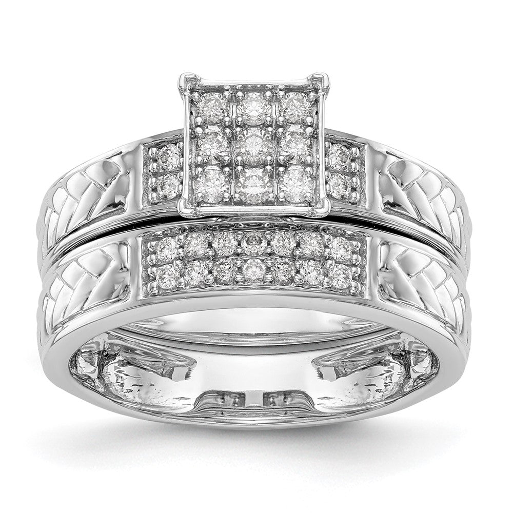 14K White Gold Lab Grown VS/SI+ G+ Dia Trio Cluster Engagement Ring
