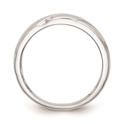 10K White Gold .03 carat Diamond Trio Men's Complete Wedding Band