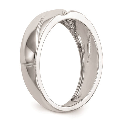 10K White Gold .03 carat Diamond Trio Men's Complete Wedding Band