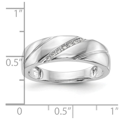 10K White Gold .03 carat Diamond Trio Men's Complete Wedding Band