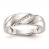 14K White Gold AA Quality .03 carat Diamond Trio Complete Men's Wedding Band