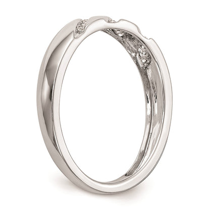 14K White Gold AA Quality 1/20 carat Diamond Trio Complete Ladies Wedding Band