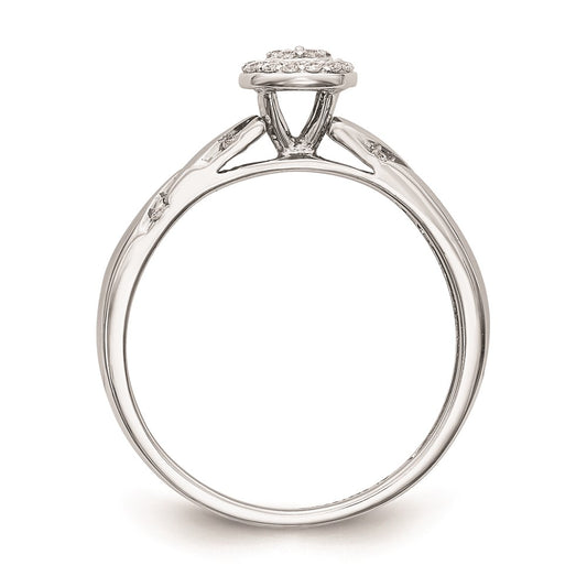 10K White Gold Halo Cluster 1/6 carat Diamond Trio Complete Engagement Ring