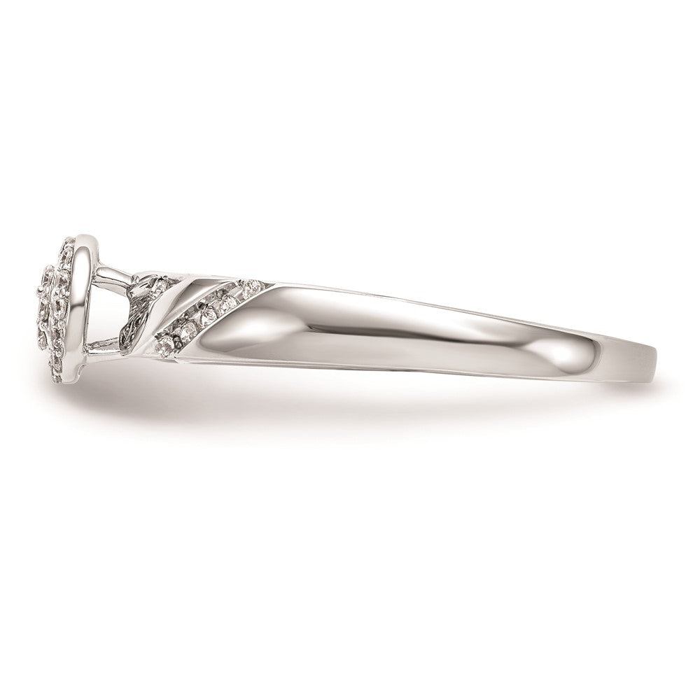 10K White Gold Halo Cluster 1/6 carat Diamond Trio Complete Engagement Ring